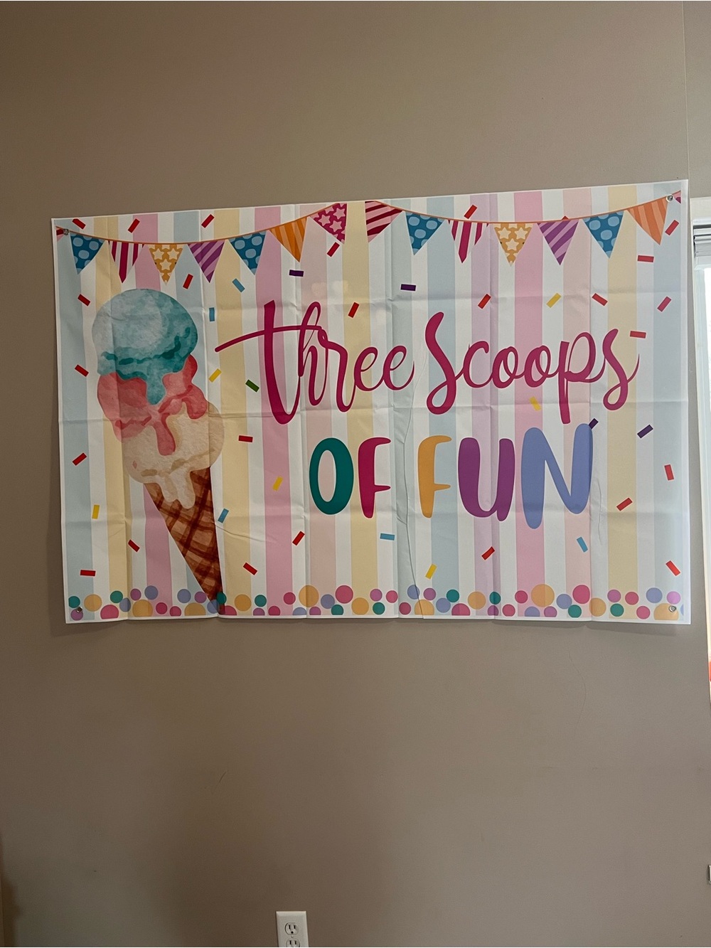 Three Scoops of Fun Party Banner - Multicolor